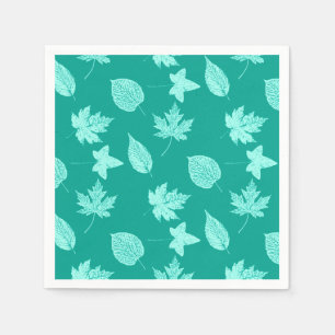 Autumn leaves - aqua and turquoise paper napkins