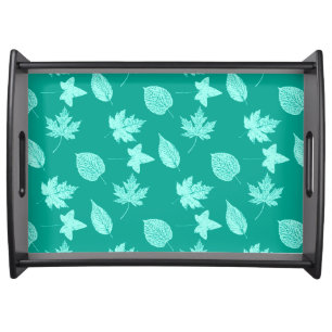 Autumn leaves - aqua and turquoise serving tray