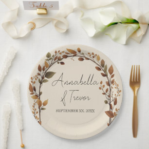 Autumn Leaves Archway Fall Foliage Art Custom Name Paper Plates