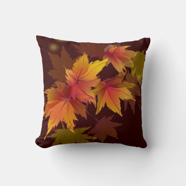 Autumn Leaves are Falling Throw Pillow (Front)