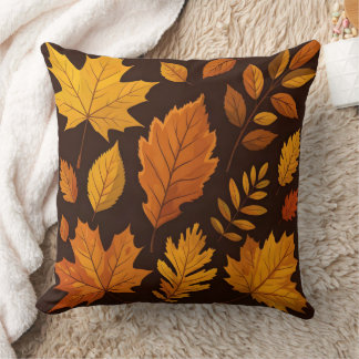 Autumn Leaves Artsy Composition Throw Pillow
