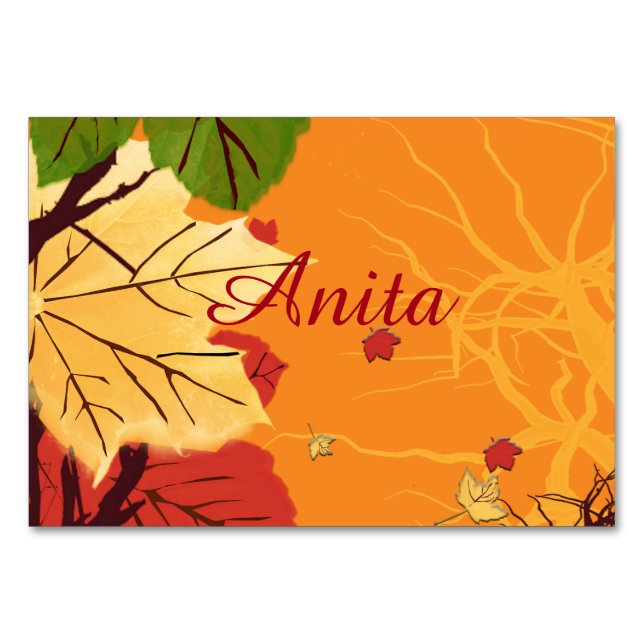 Autumn Leaves At Sunset Table Number (Front)