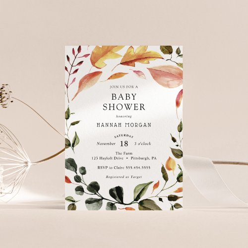 Autumn Leaves Baby Shower Invitation