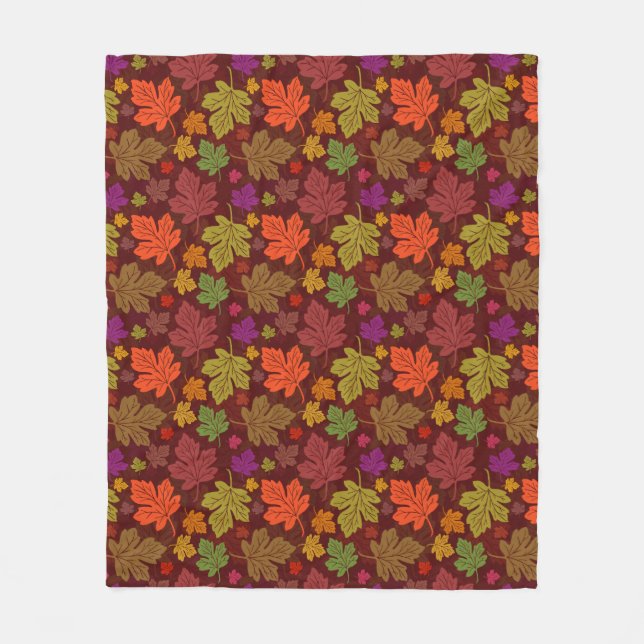 Autumn Leaves Beautiful Fall Maple Pattern Fleece Blanket (Front)