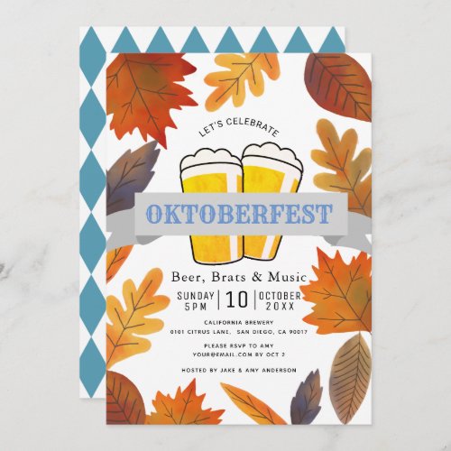 Autumn Leaves  Beer Oktoberfest Invitation