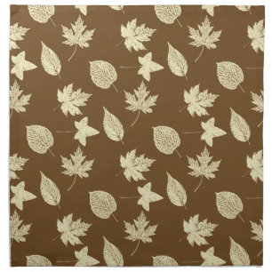 Autumn leaves - beige and chocolate brown cloth napkin