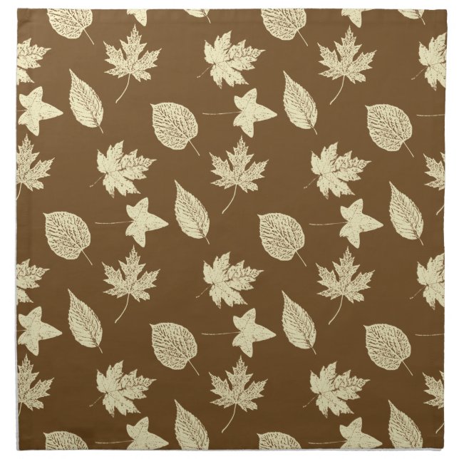 Autumn leaves - beige and chocolate brown  cloth napkin (Front)