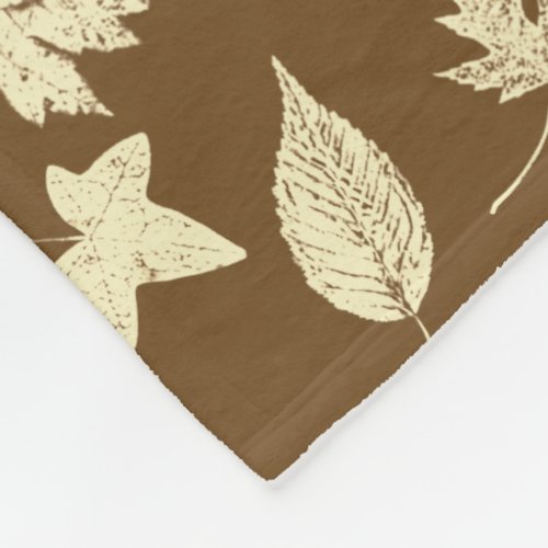 Autumn leaves _ beige and chocolate fleece blanket