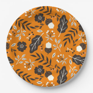 Autumn Leaves, Berries & Acorns Paper Plates