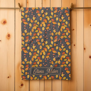 Autumn Leaves & Berries Custom Kitchen Towel