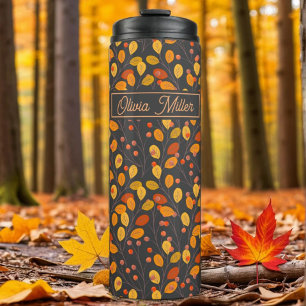 Autumn Leaves & Berries Custom Thermal Tumbler