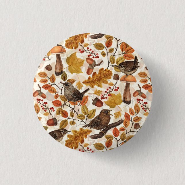 Autumn leaves, berries, mushrooms and wrens button (Front)
