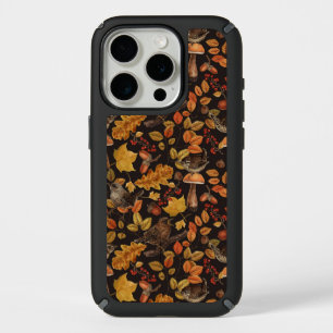 Autumn leaves, berries, mushrooms and wrens iPhone 15 pro case