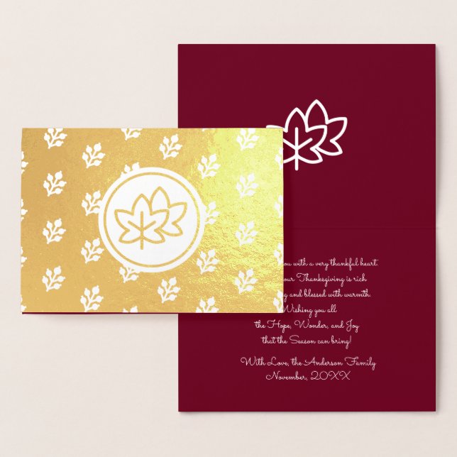 Autumn Leaves & Berries Thanksgiving  Real Foil Card (Display)