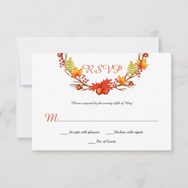 Autumn Leaves Berries Vines RSVP Card (Front)