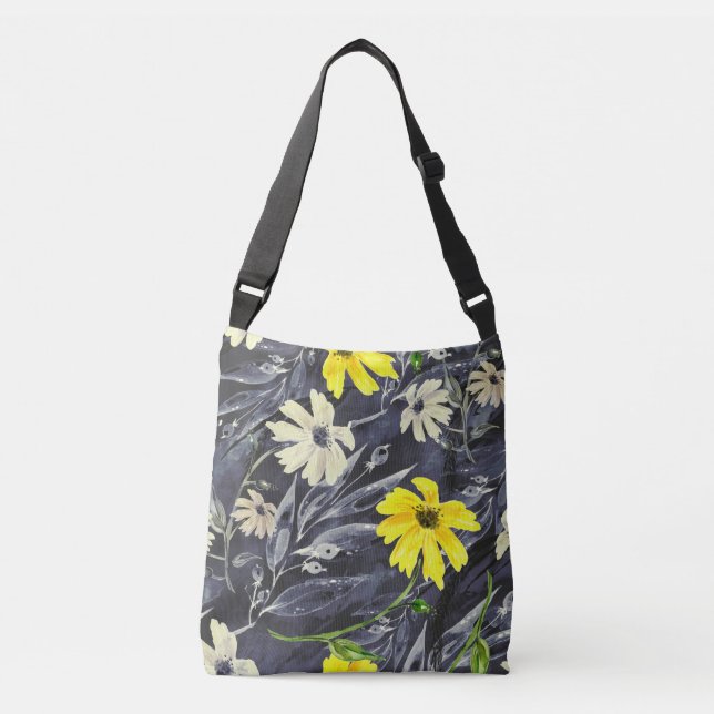 Autumn leaves, berries: watercolor pattern. crossbody bag (Front)
