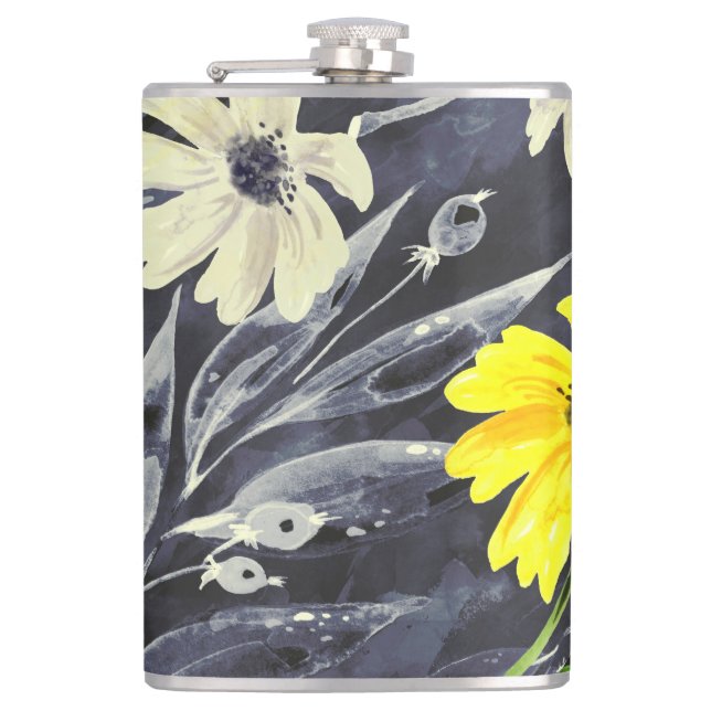 Autumn leaves, berries: watercolor pattern. flask (Front)