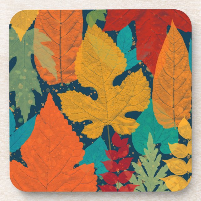 Autumn leaves beverage coaster (Front)