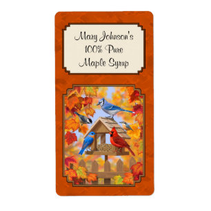 Autumn Leaves Bird Feeder Maple Syrup Label