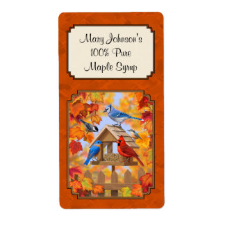 Autumn Leaves Bird Feeder Maple Syrup Label