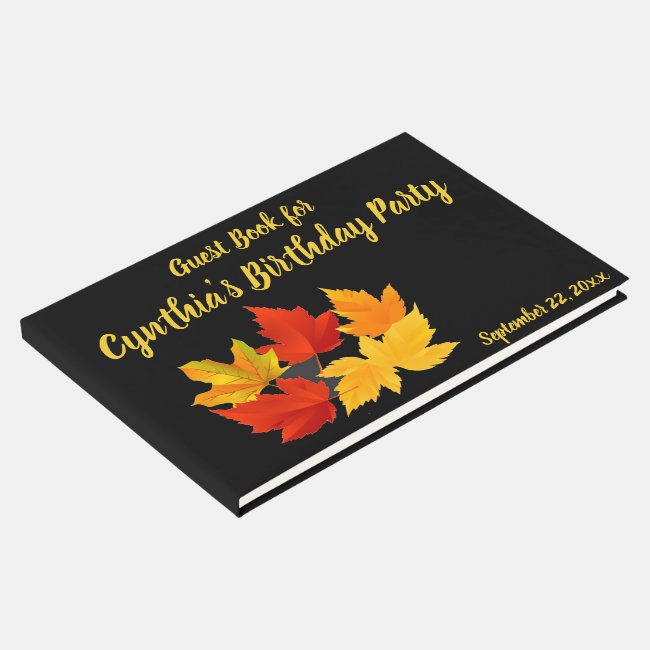 Autumn Leaves Birthday Party Guest Book
