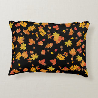 Autumn Leaves (Black) Accent Pillow