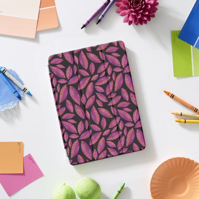 Autumn Leaves Black Purple iPad Pro Cover (Desk)