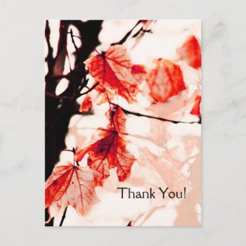Autumn Leaves Blues Wedding Thank You Card by justbecauseiloveyou at Zazzle