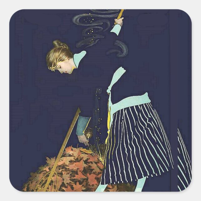 Autumn Leaves Bonfire by C Coles Phillips Square Sticker (Front)