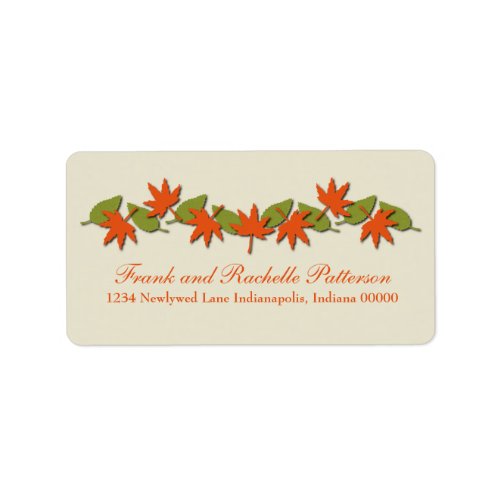 Autumn Leaves Border Address Labels OrangeGreen Label