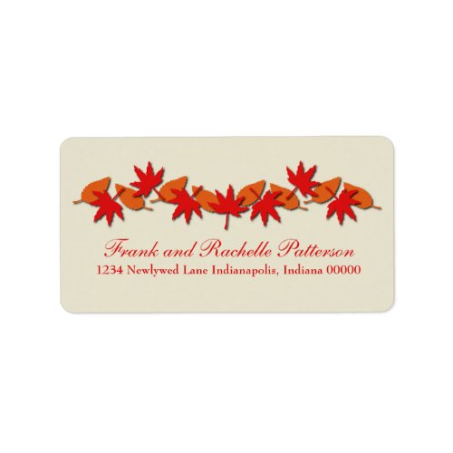 Autumn Leaves Border Address Labels RedOrange Label