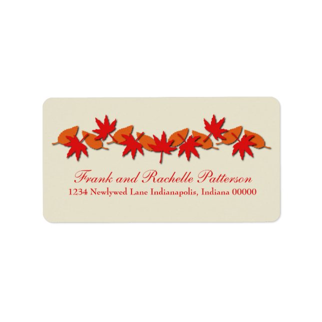 Autumn Leaves Border Address Labels, Red/Orange Label (Front)