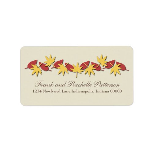 Autumn Leaves Border Address Labels YellowRed Label