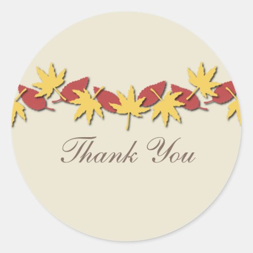 Autumn Leaves Border Stickers YellowRed Classic Round Sticker