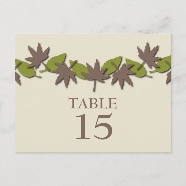Autumn Leaves Border Table Postcard, Brown/Green Postcard (Front)
