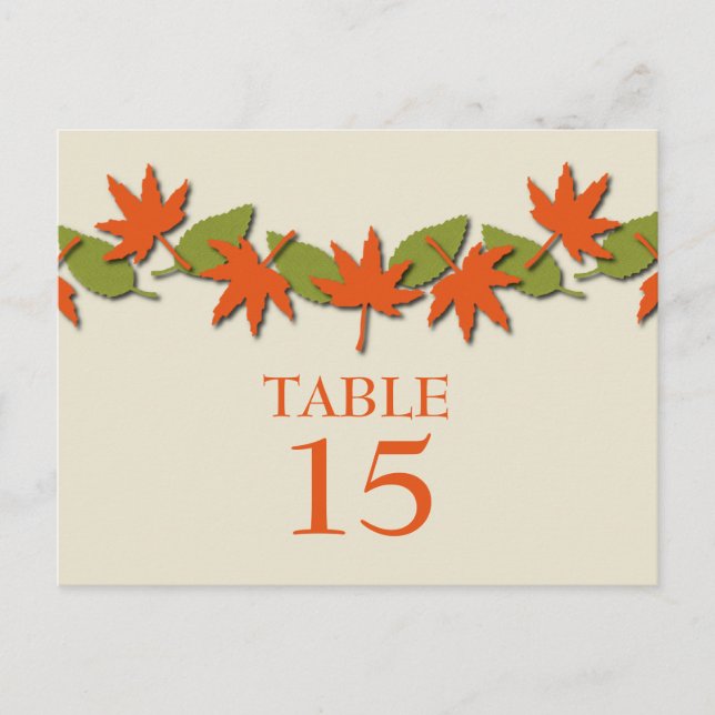 Autumn Leaves Border Table Postcard, Orange/Green Postcard (Front)