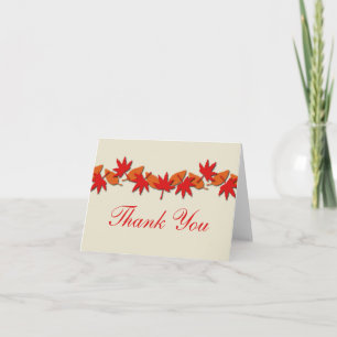 Autumn Leaves Border Thank You Card, Red/Orange Card