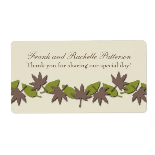 Autumn Leaves Border Wedding Labels BrownGreen Label