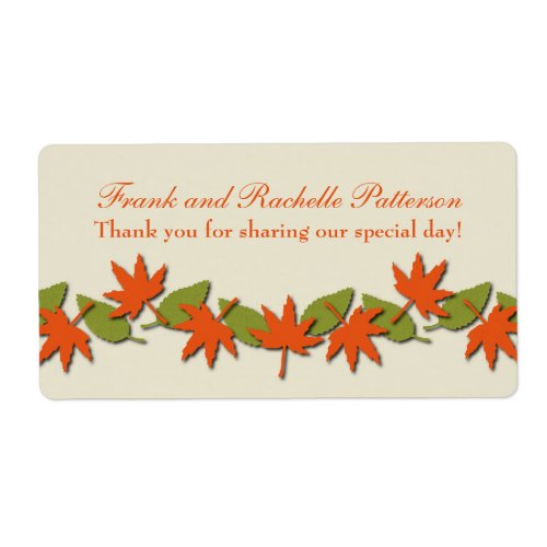 Autumn Leaves Border Wedding Labels OrangeGreen Label