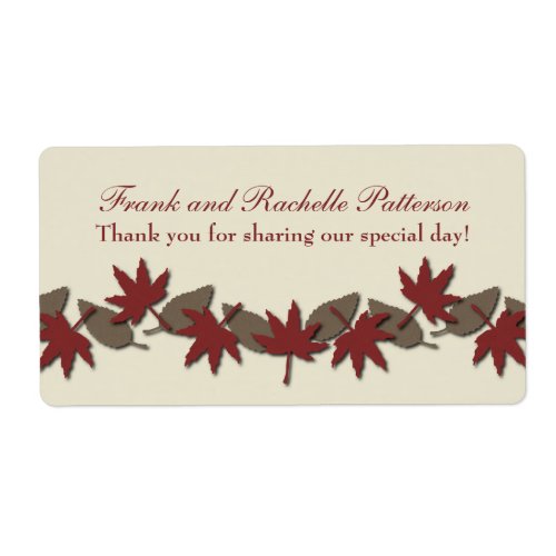 Autumn Leaves Border Wedding Labels RedBrown Label