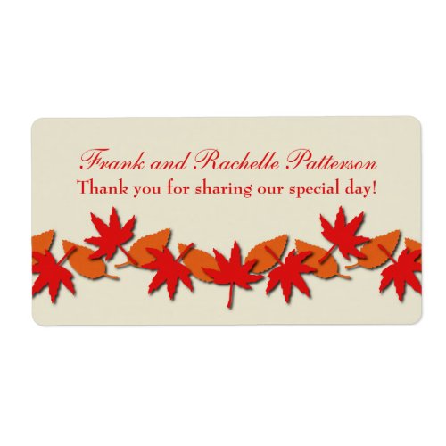 Autumn Leaves Border Wedding Labels RedOrange Label