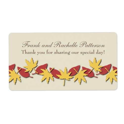 Autumn Leaves Border Wedding Labels YellowRed Label