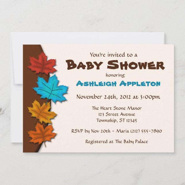Autumn Leaves Boy Baby Shower Invitations (Front)