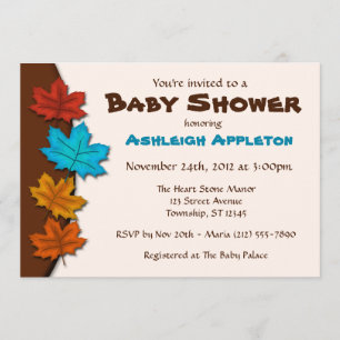 Autumn Leaves Boy Baby Shower Invitations