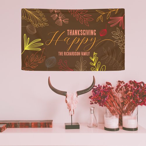 Autumn Leaves Branches and Berries Thanksgiving Banner