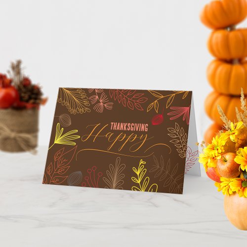 Autumn Leaves Branches and Berries Thanksgiving Card
