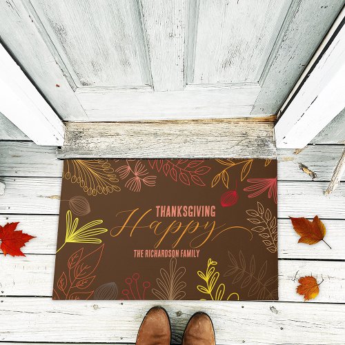 Autumn Leaves Branches and Berries Thanksgiving Doormat