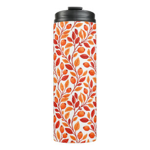 Autumn Leaves Branches Botanical Pattern Thermal Tumbler