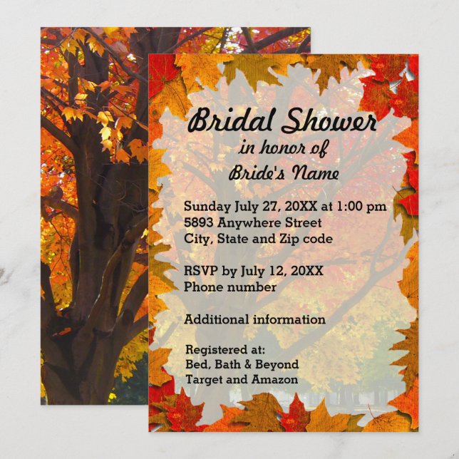 Autumn Leaves Bridal Shower Invitation (Front/Back)