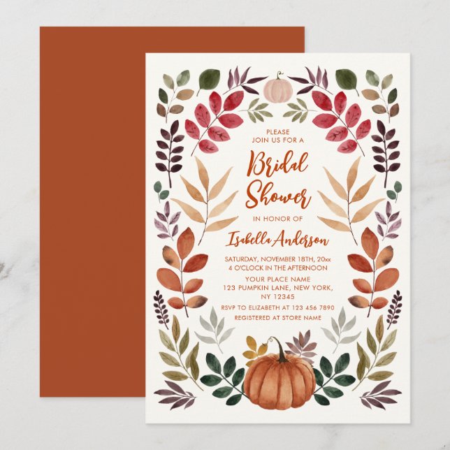 Autumn Leaves Bridal Shower  Invitation (Front/Back)
